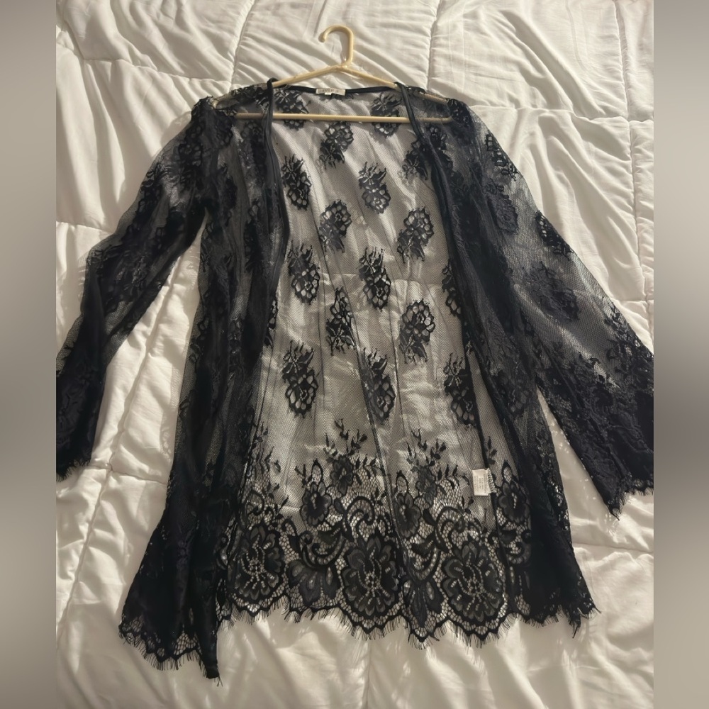 Black Lace Sheer Cardigan
